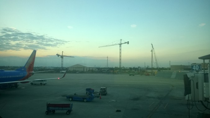 Construction progress of the new Hobby International Terminal viewed from Gate 40.