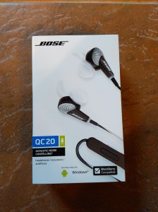 The box of the Bose QuietComfort 20 Acoustic Noise Cancelling Headphones